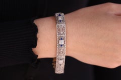 Art Deco Filigree Diamond and Synthetic Sapphire Bracelet