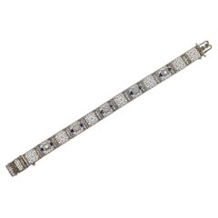 Art Deco Filigree Diamond and Synthetic Sapphire Bracelet