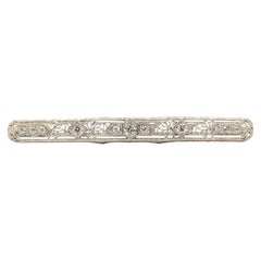 Art Deco Filigree Diamond Brooch in 14k White Gold