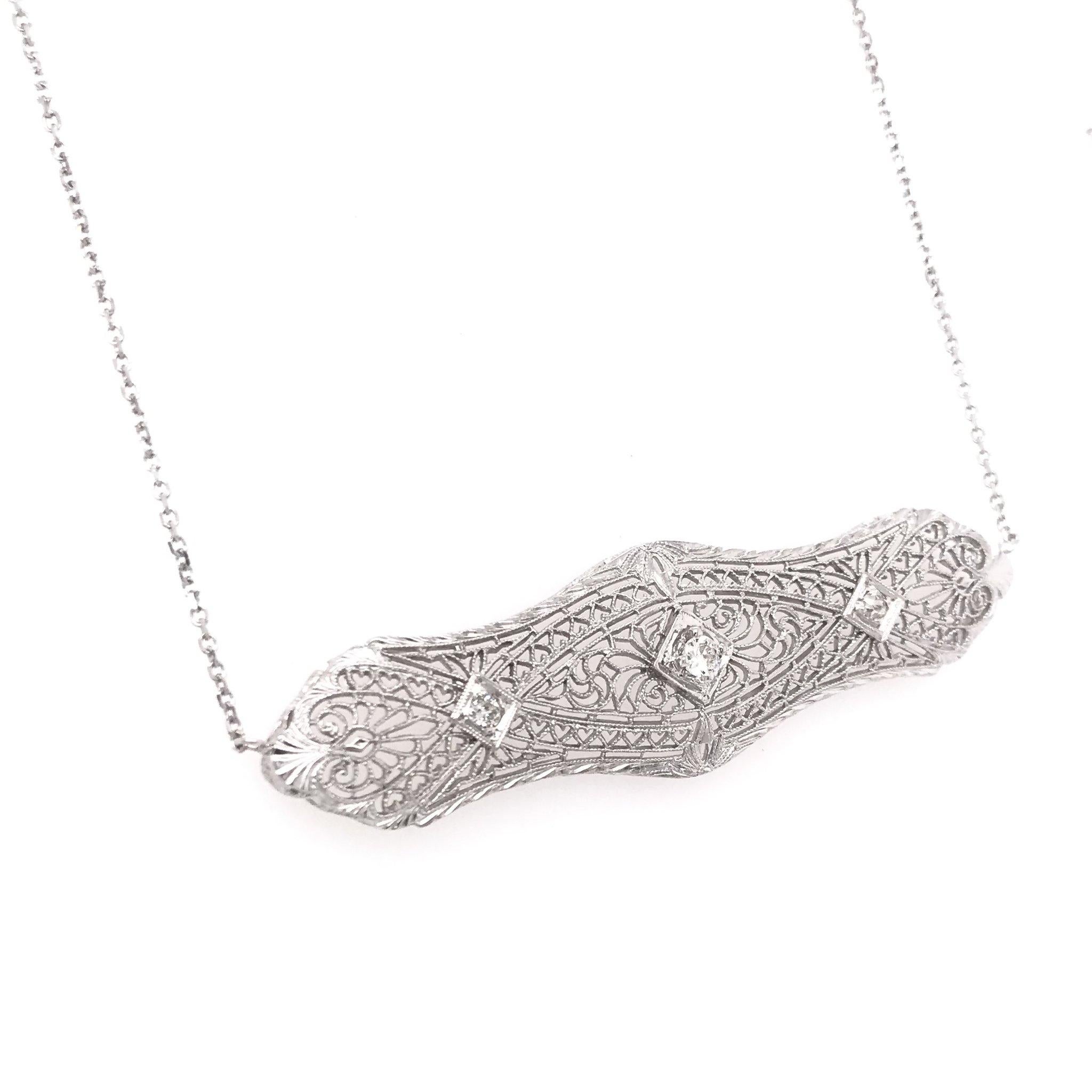Women's Art Deco Filigree Diamond Necklace
