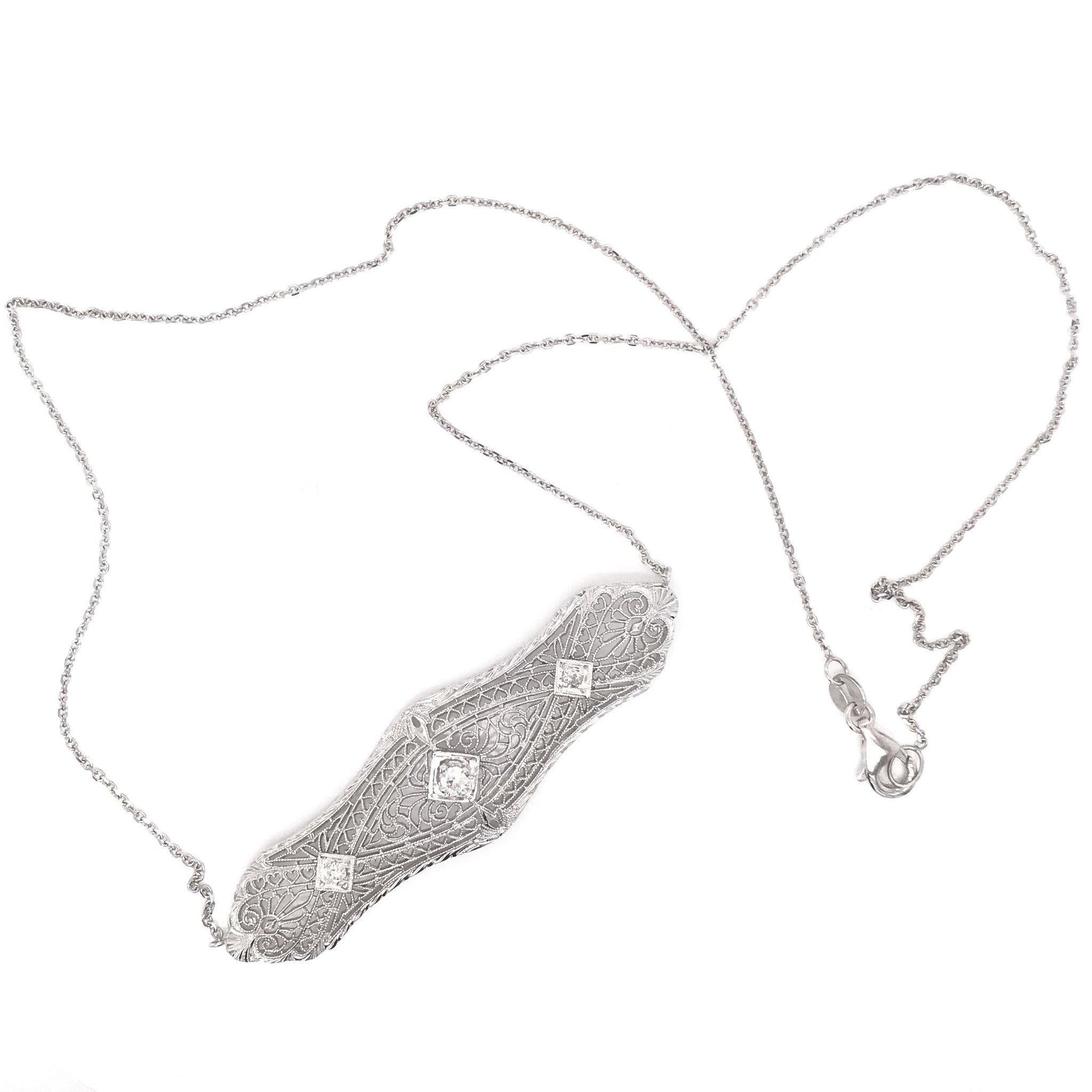 Art Deco Filigree Diamond Necklace 1