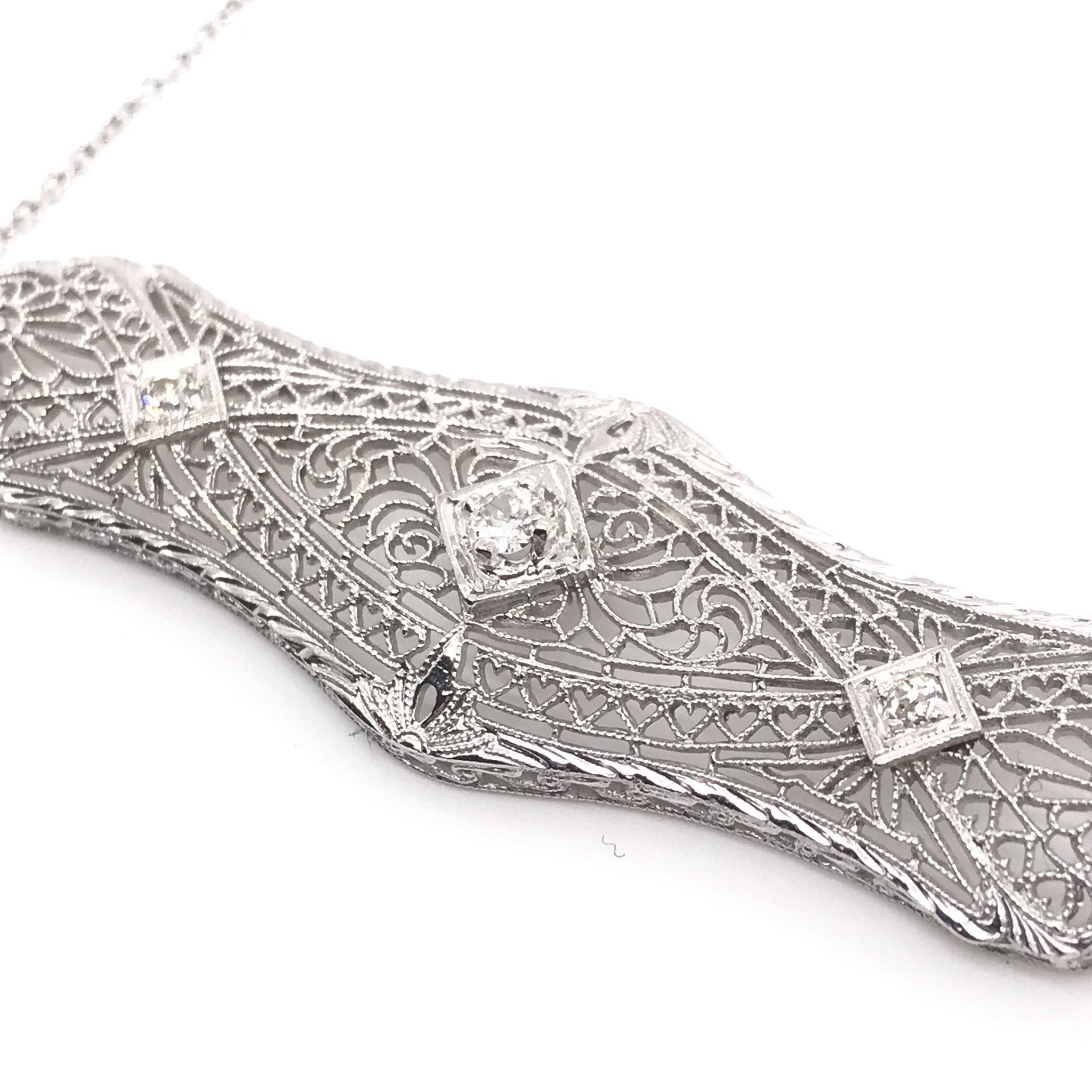 Art Deco Filigree Diamond Necklace 2