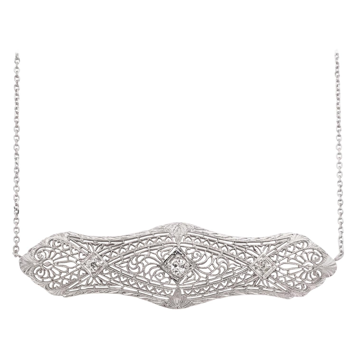 Art Deco Filigree Diamond Necklace