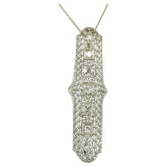 Art Deco Filigree Diamond Pendant Necklace