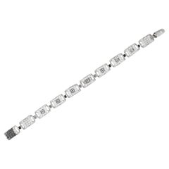 Art Deco Filigree Diamond Platinum and White Gold Link Bracelet