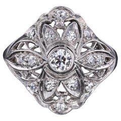 Filigraner Art déco-Diamantring aus Palladium im Art déco-Stil