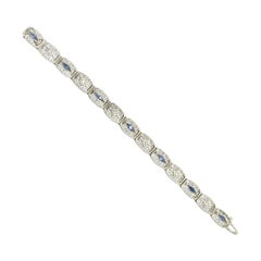 Art Deco Filigree Diamond Sapphire Platinum Bracelet circa 1920s Vintage Estate
