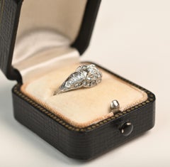Art Deco FIligree Engagement Ring. 0.80ct Old European Cut Diamond Platinum KVS1