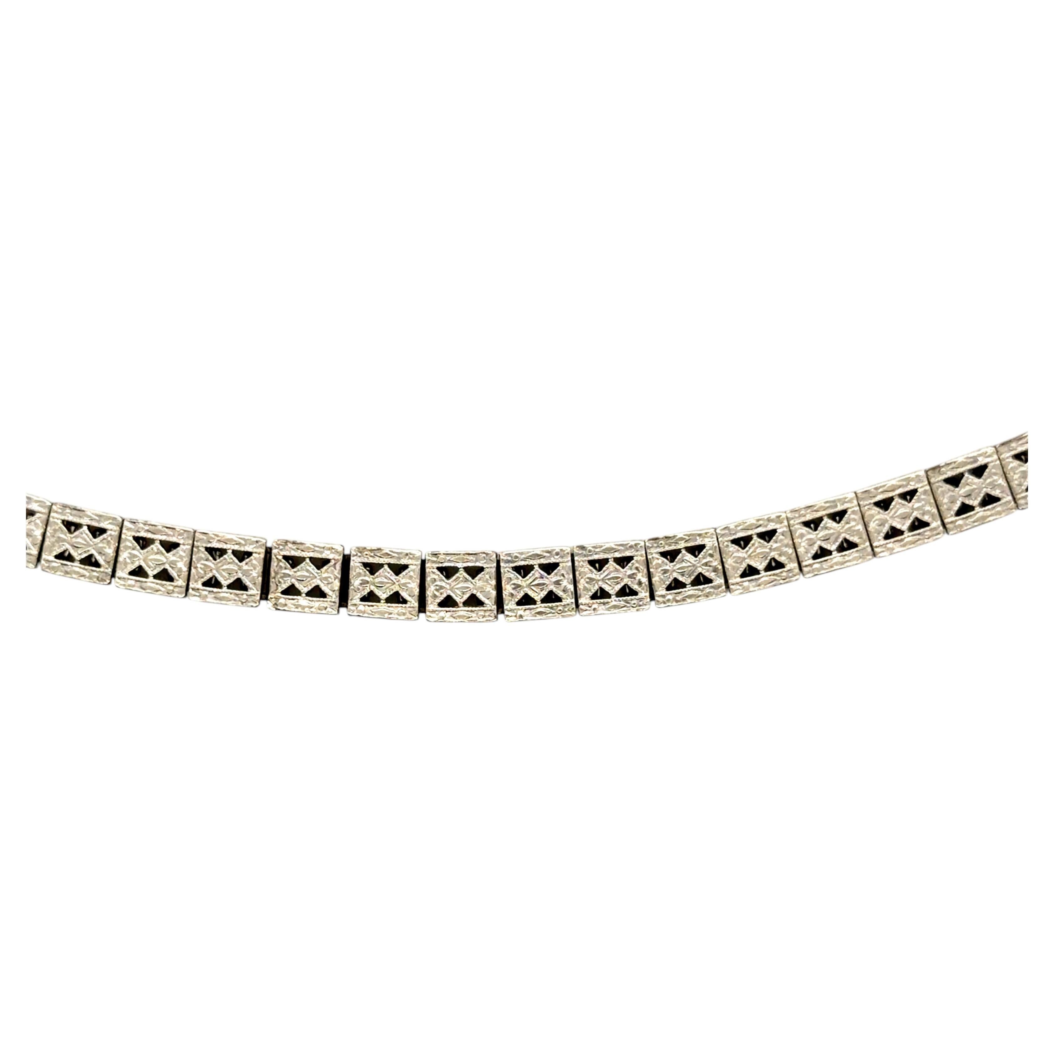 Art Deco Filigree Ladies Watch Stretch Band Strap 14K White Gold Filled 1920's