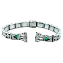 Art Deco Filigree Ladies Watch Stretch Band Strap Emerald Original 1920's-1930's