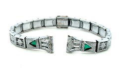 Art Deco Filigree Ladies Watch Stretch Band Strap Emerald Original 1920's-1930's