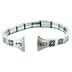 Art Deco Filigree Ladies Watch Stretch Band Strap White Gold Filled 1920's-1930'