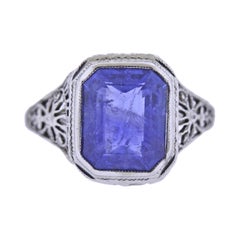 Art Deco Filigree Sapphire Gold Ring