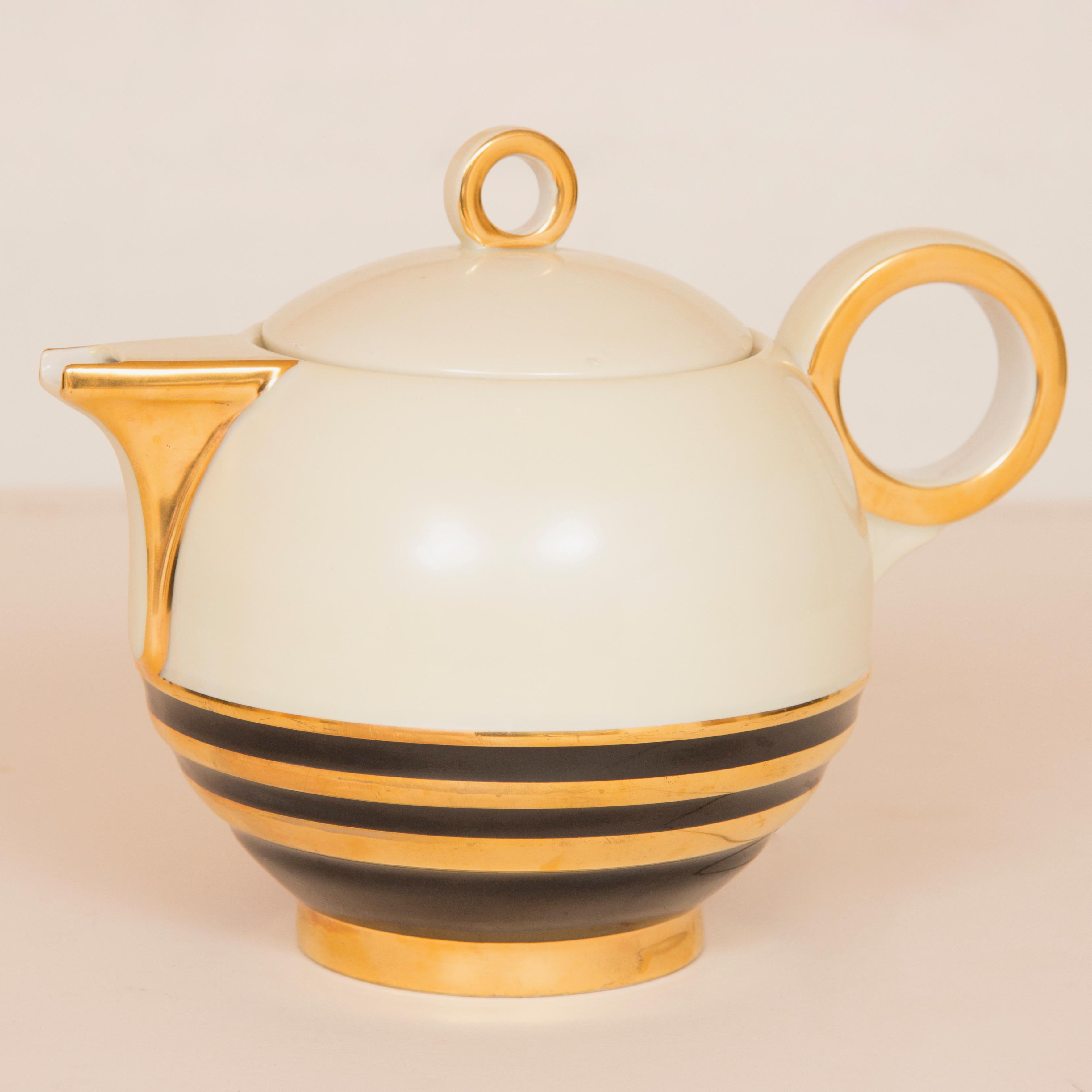 20th Century Art Deco Fine Bone Chine Tea Set by Charles Ahrenfeldt for Limoges