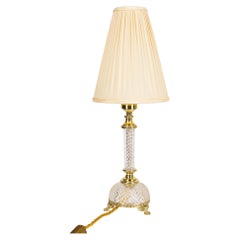 Art Deco fine cut glass table lamp with fabric shade vienna around 1920s