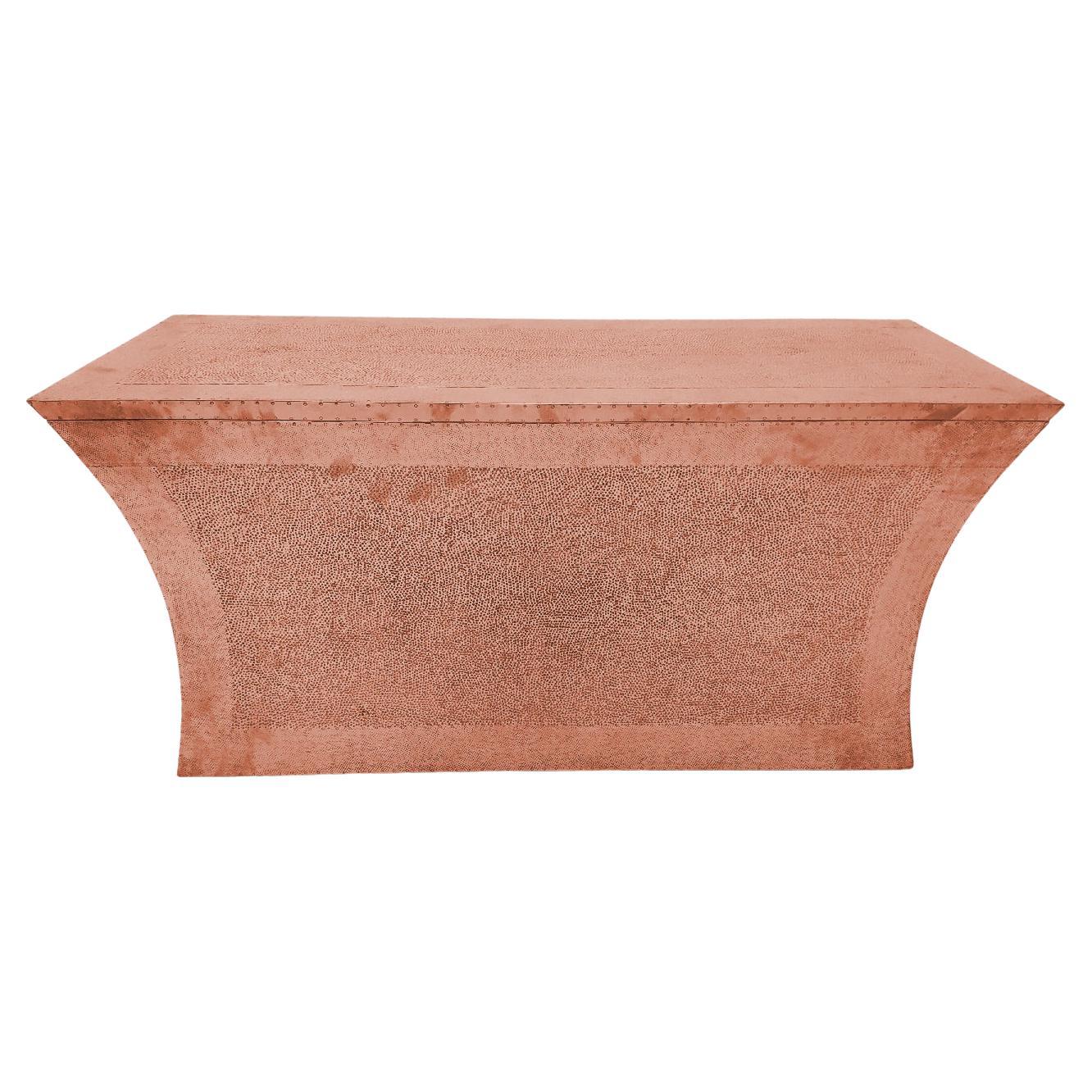 Art Deco Fine Hammered Copper Storage Bench – Vaisseau Trunk, Paul Mathieu
