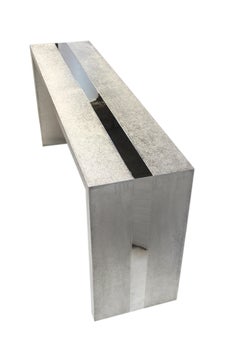 Art Deco Fine Hammered White Bronze Console Table – Parsons Style, Alison Spear