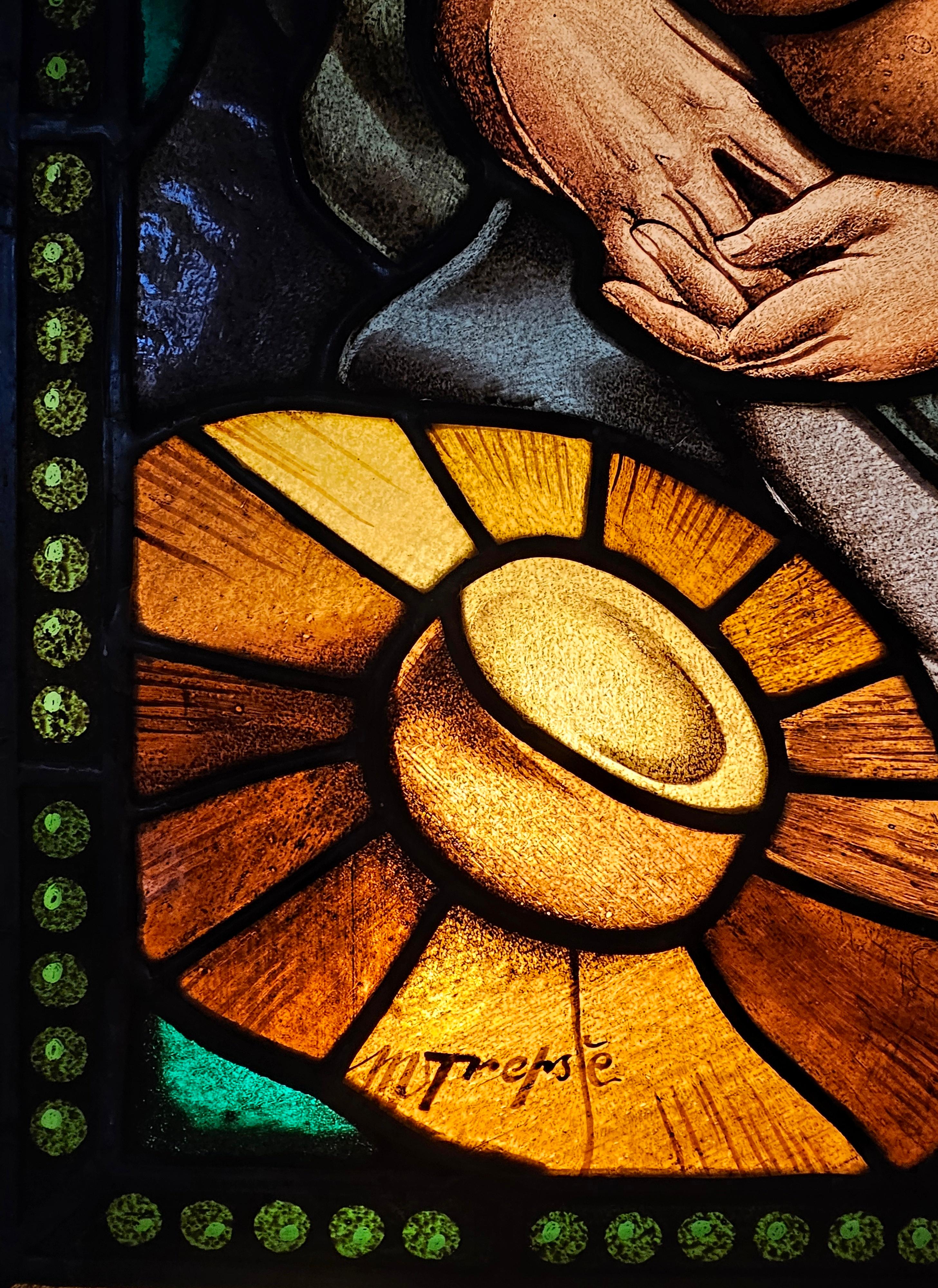 Verre Vitrail au plomb Art Déco, Nu dans un paysage de Marijan Trepse en vente
