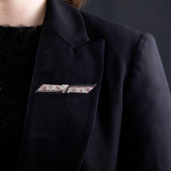 Art Deco Fine Ruby, Diamond and Enamel Brooch Circa 1925