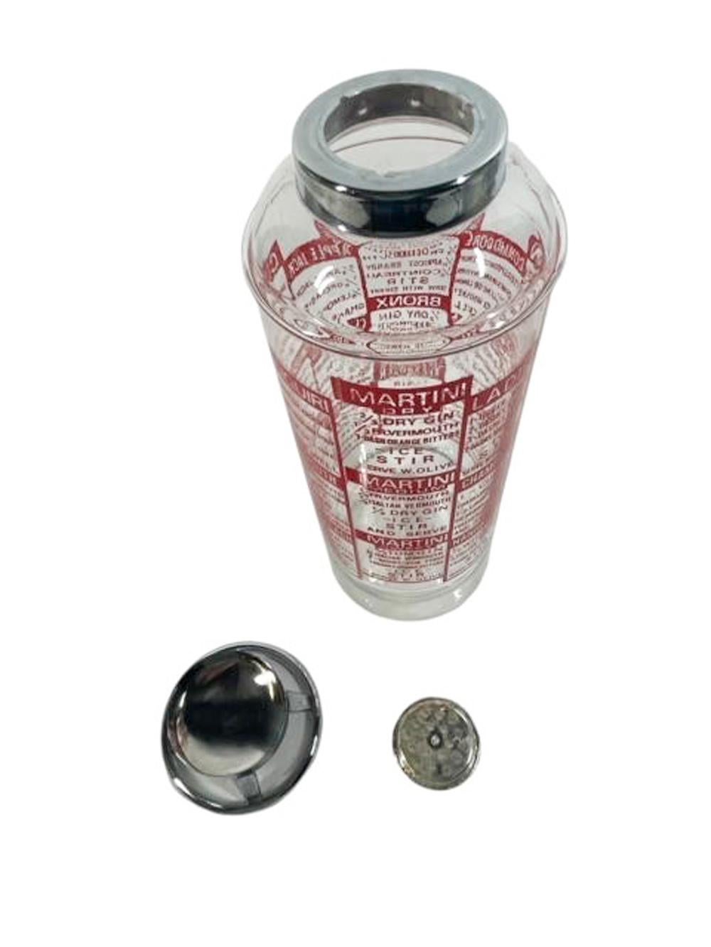 Estintore Art Deco a forma di cocktail shaker con 24 ricette in grafica rossa in vendita 3