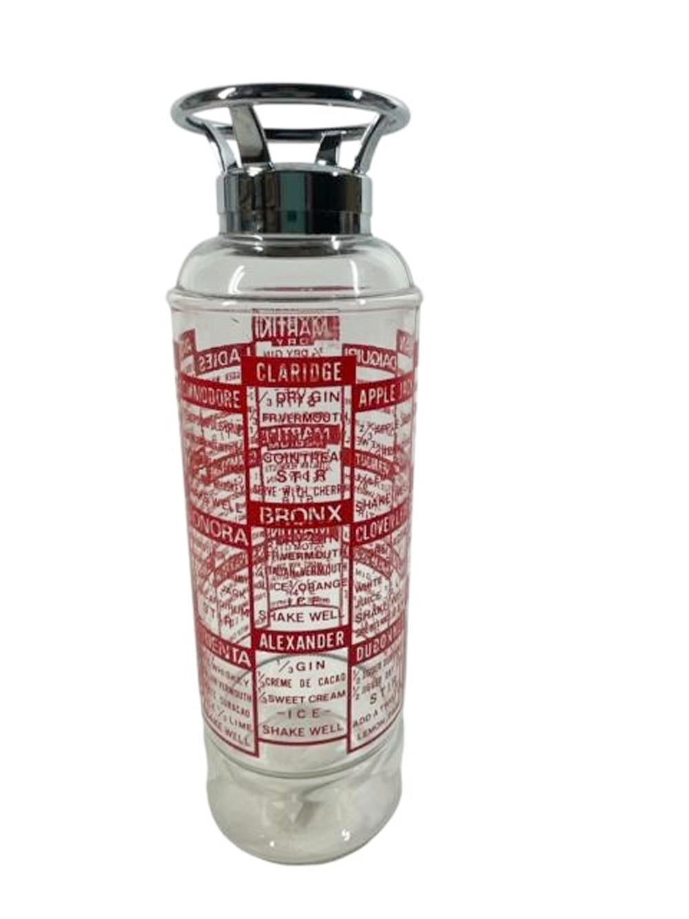 Art Déco Estintore Art Deco a forma di cocktail shaker con 24 ricette in grafica rossa in vendita