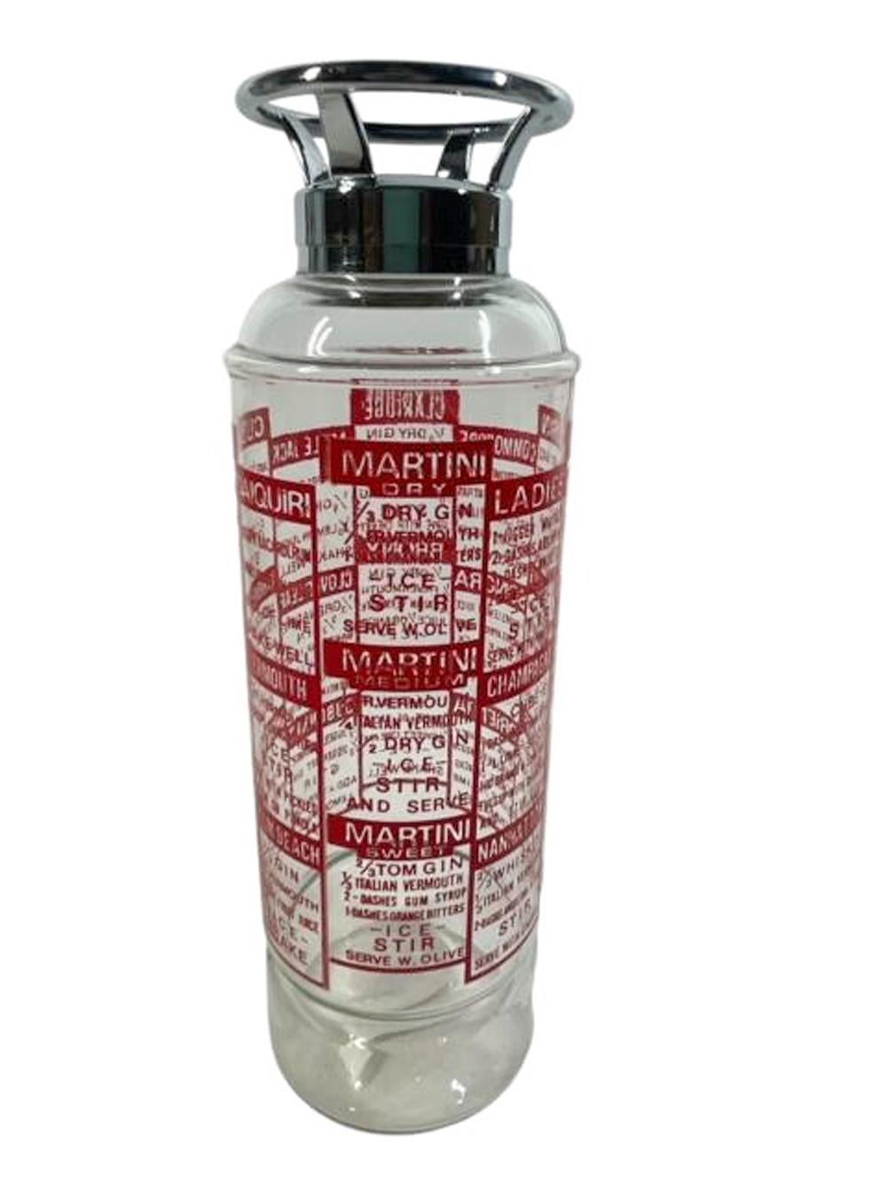 Estintore Art Deco a forma di cocktail shaker con 24 ricette in grafica rossa In condizioni buone in vendita a Chapel Hill, NC
