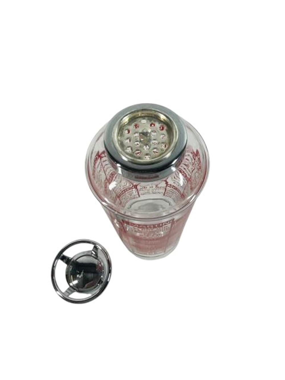 XX secolo Estintore Art Deco a forma di cocktail shaker con 24 ricette in grafica rossa in vendita