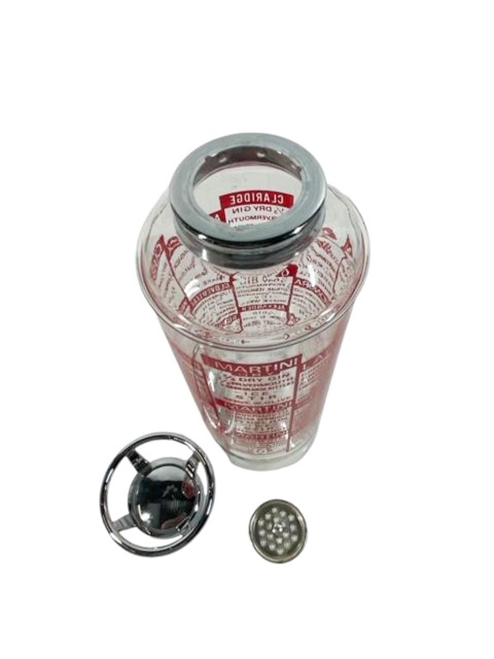 Estintore Art Deco a forma di cocktail shaker con 24 ricette in grafica rossa in vendita 1
