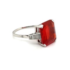 Art Déco Fire Opal Diamond Platinum Cocktail/Dress Ring, circa 1920
