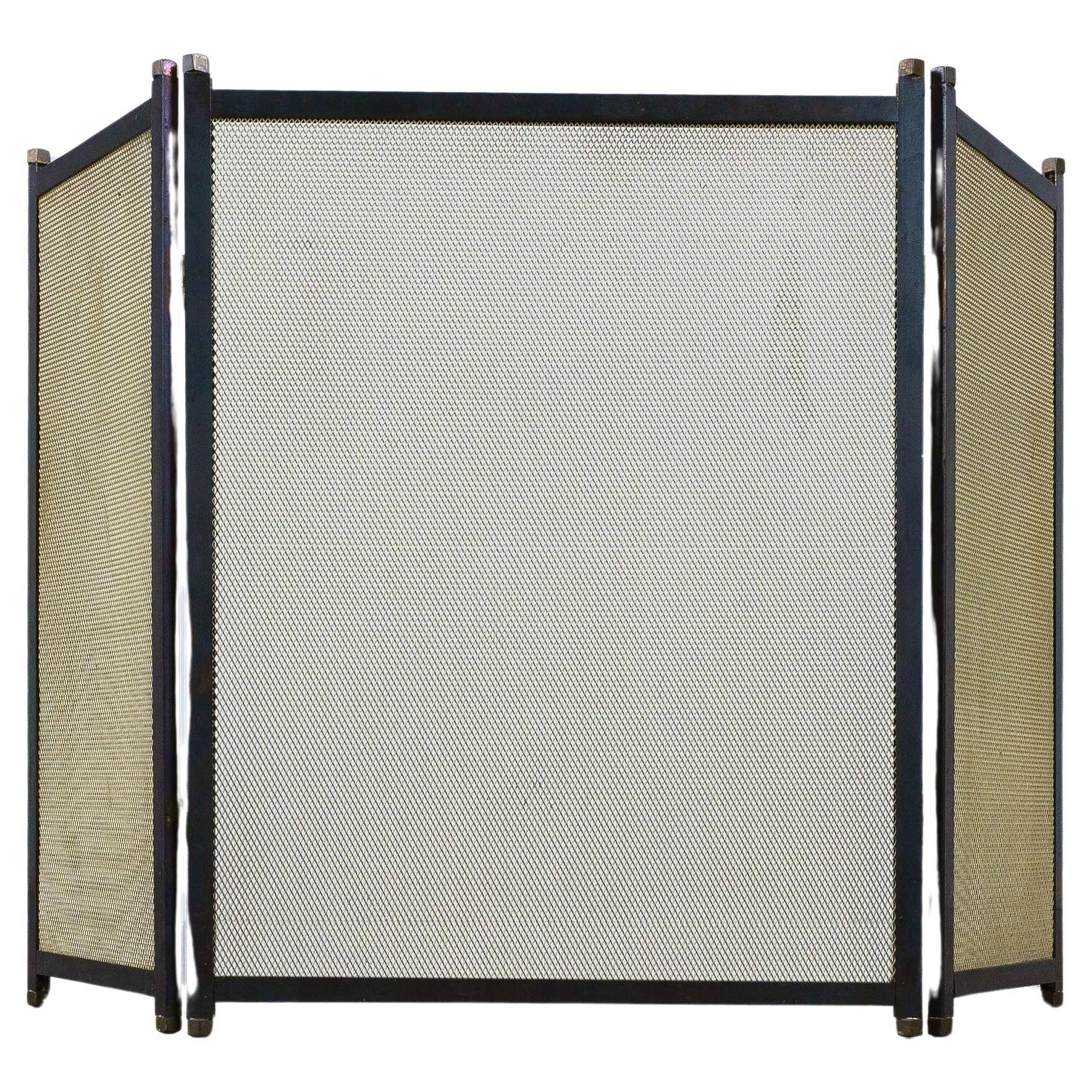 Art Deco Fire Screen from Brass And Iron For Sale
