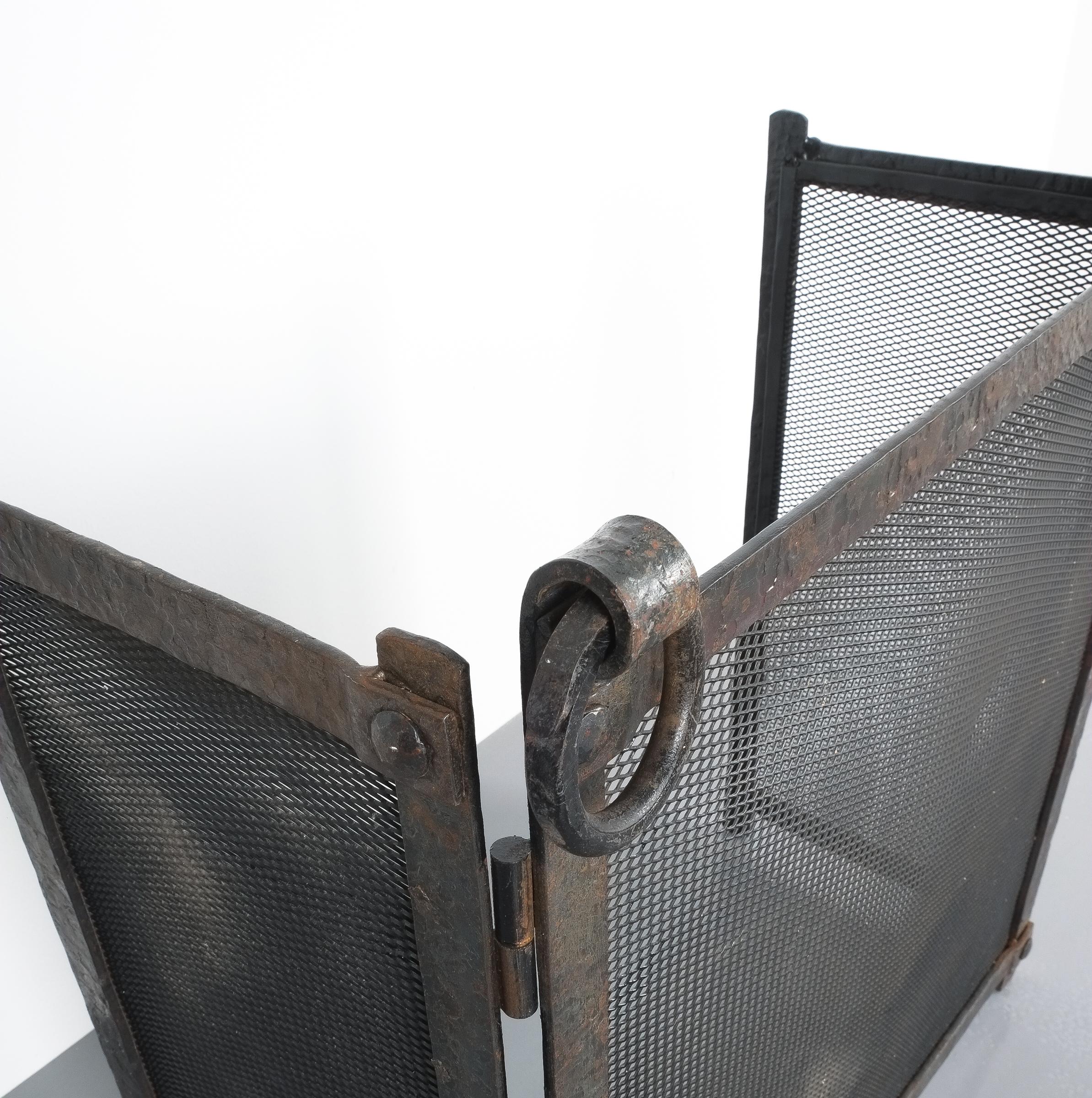 Brass Art Deco Fire Screen from Forged Wrought Iron