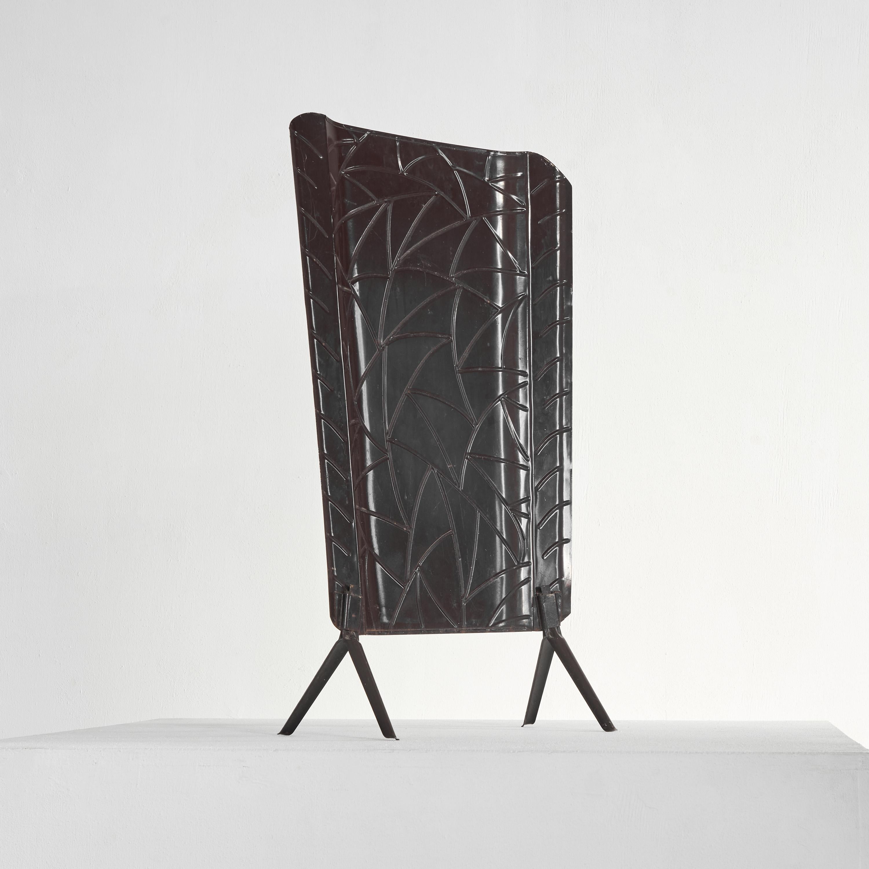 Hand-Crafted Art Deco Fire Screen in Tin 1940s For Sale