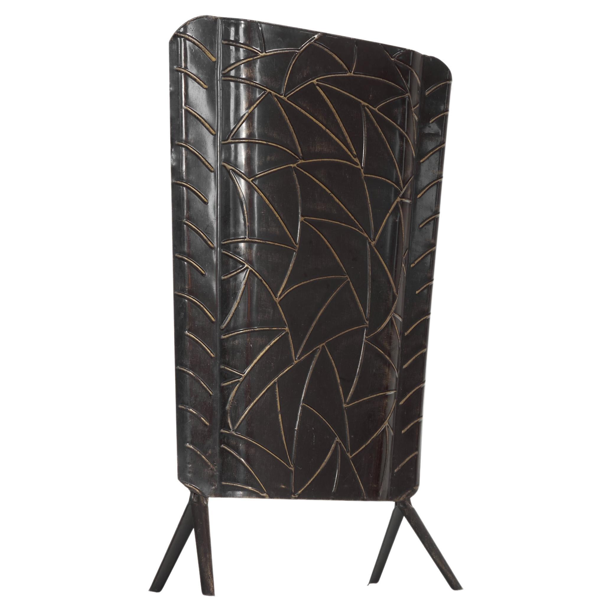 Art Deco Fire Screen in Tin 1940s For Sale