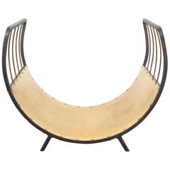 Art Deco Fire Wood Log Holder Brass Iron, circa 1930