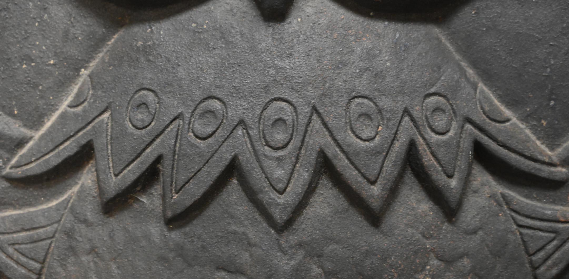 Cast Art Deco fireback by Lucas, decorated with an owl