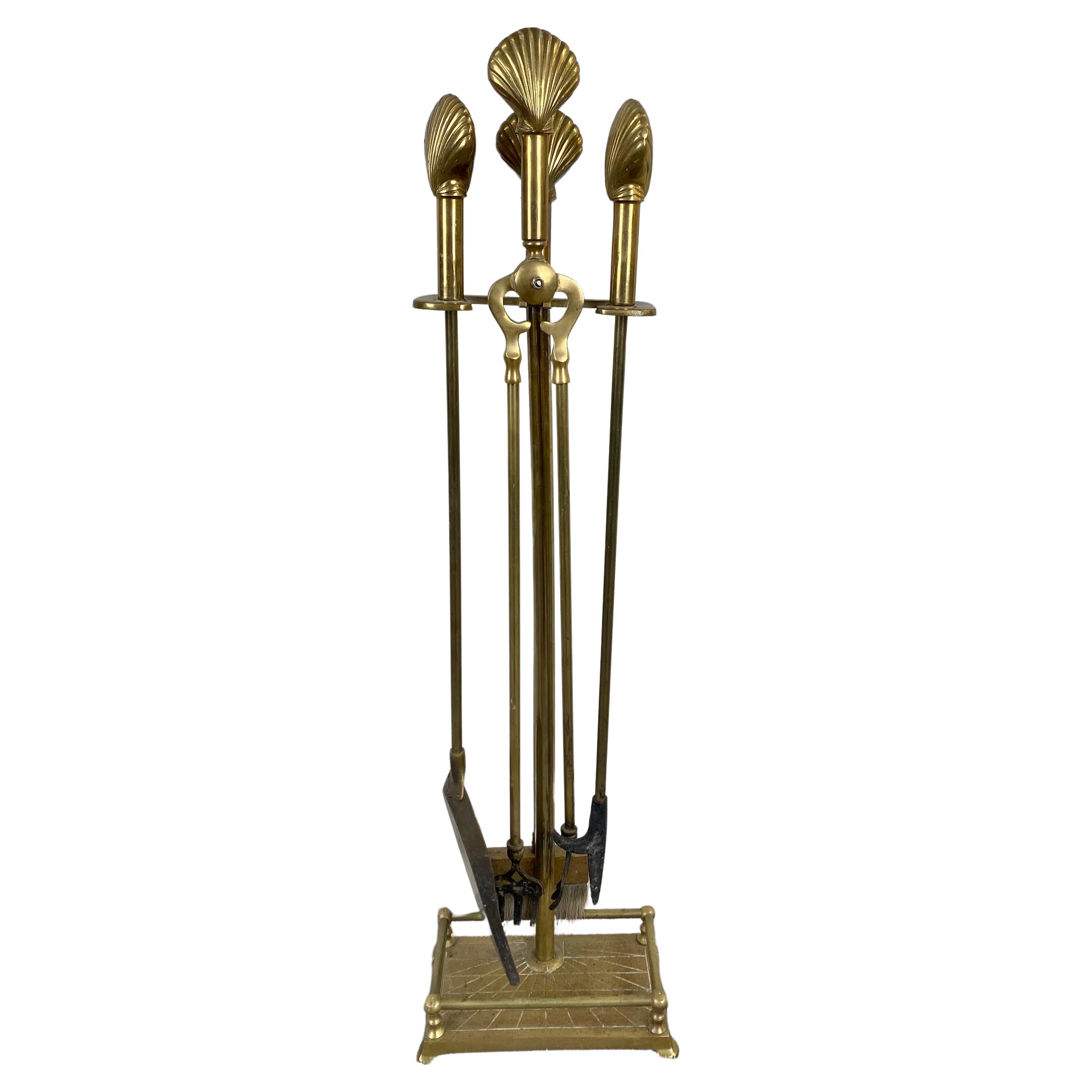Art Deco Fireplace Brass SeaShell Design Tools 