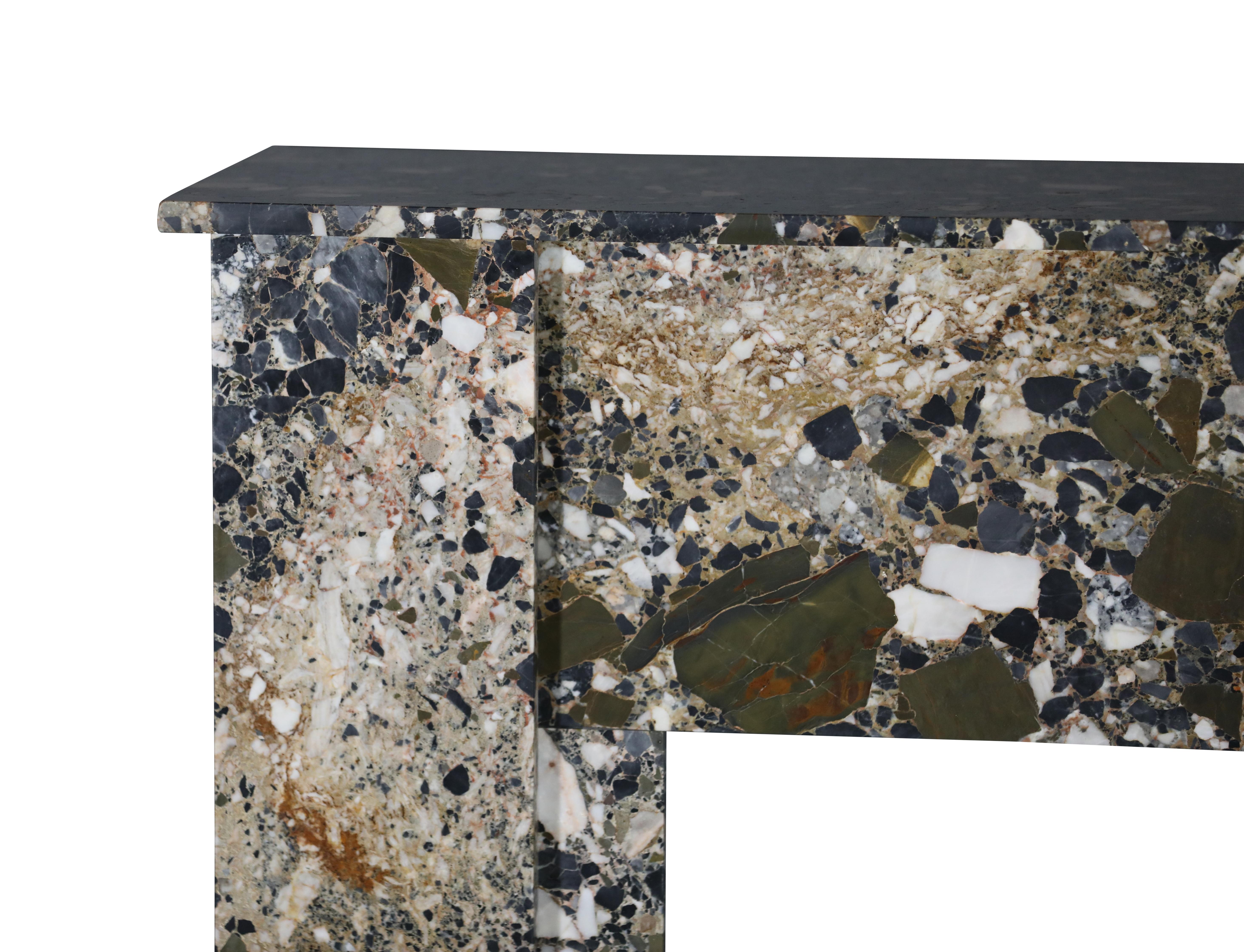 Art-Déco-Kamin aus Breccia-Marmor für minimalistisches Chic oder Cosy Interior Design  im Angebot 3