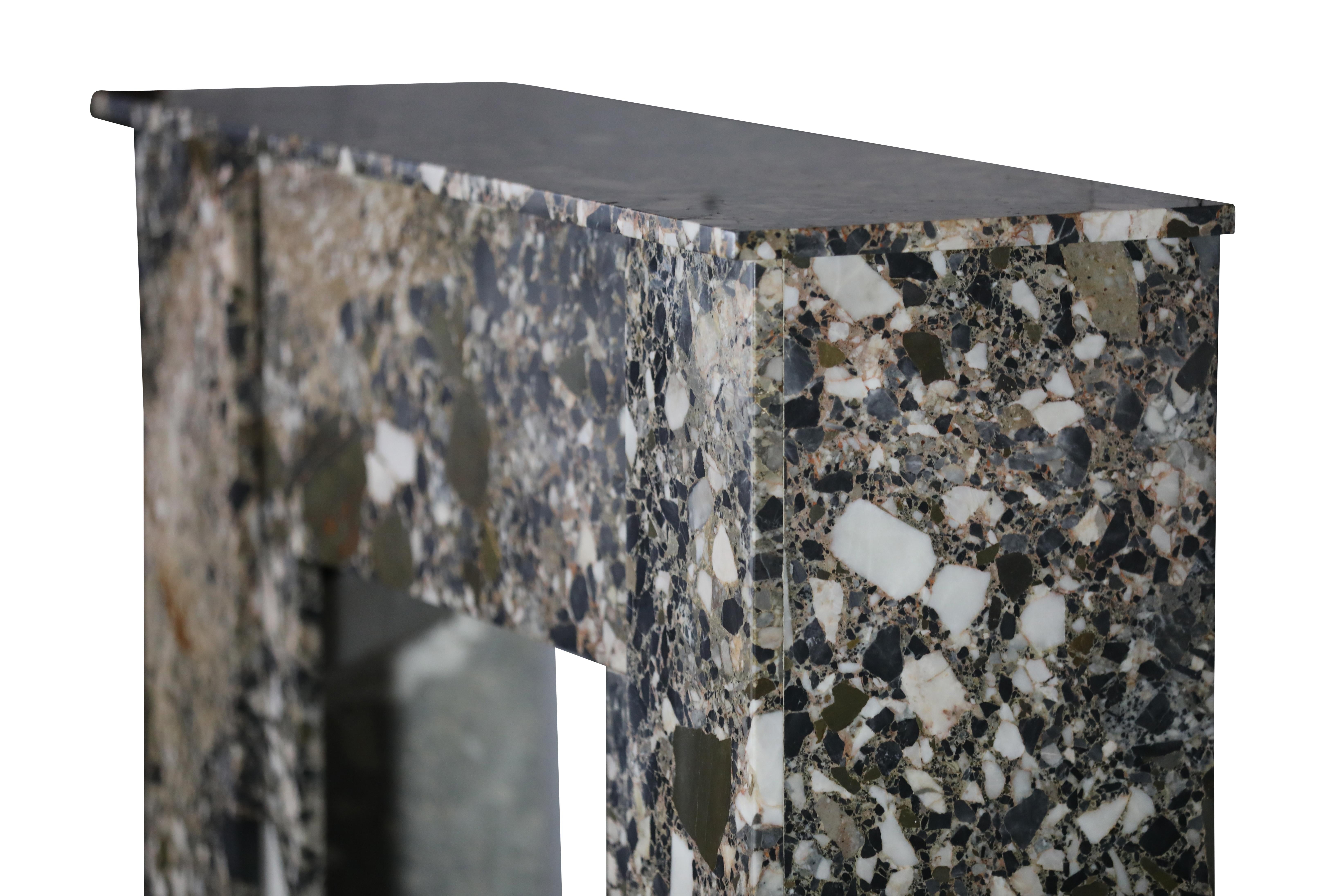 Art-Déco-Kamin aus Breccia-Marmor für minimalistisches Chic oder Cosy Interior Design  im Angebot 5