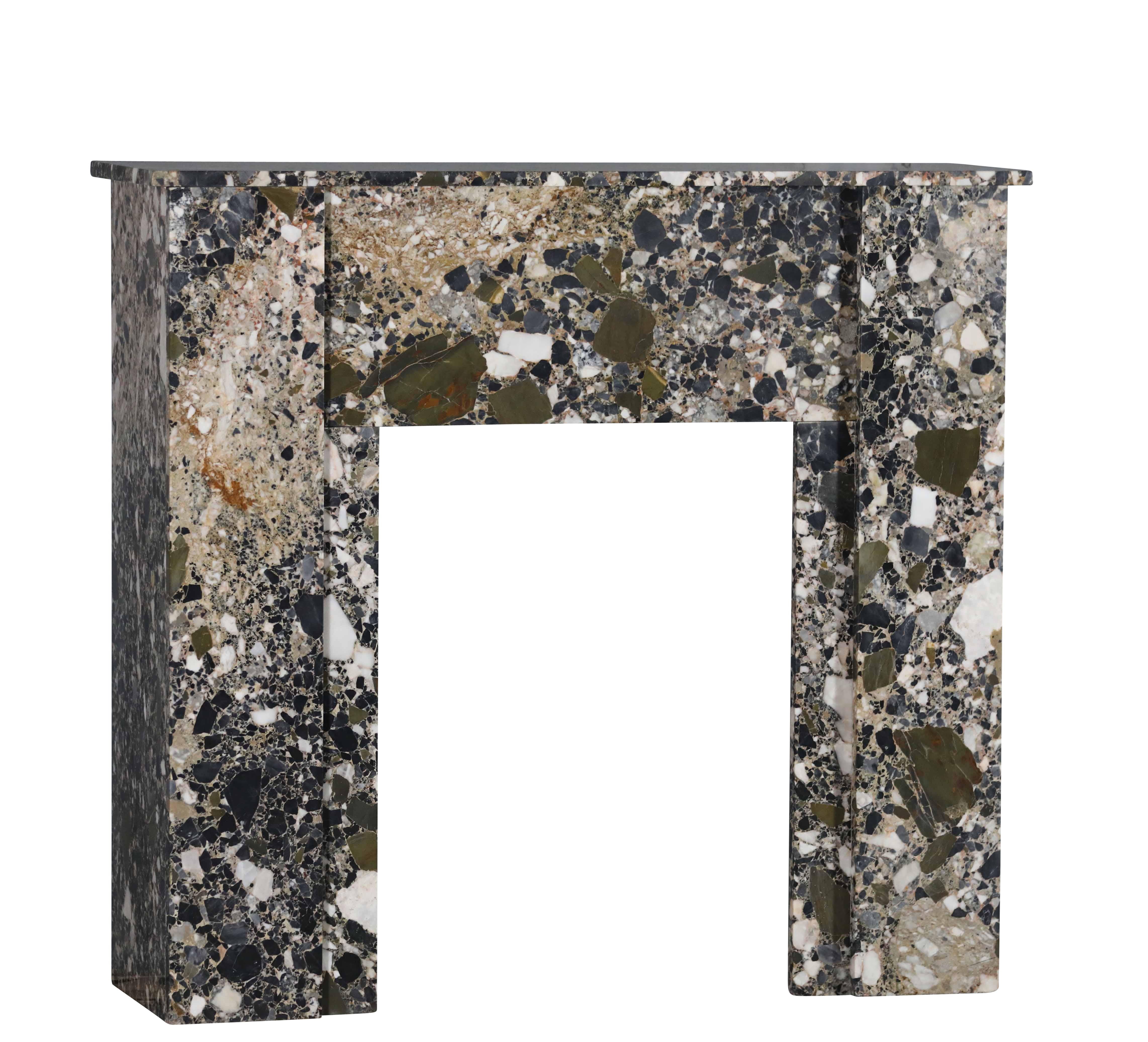 Art-Déco-Kamin aus Breccia-Marmor für minimalistisches Chic oder Cosy Interior Design  im Angebot 8