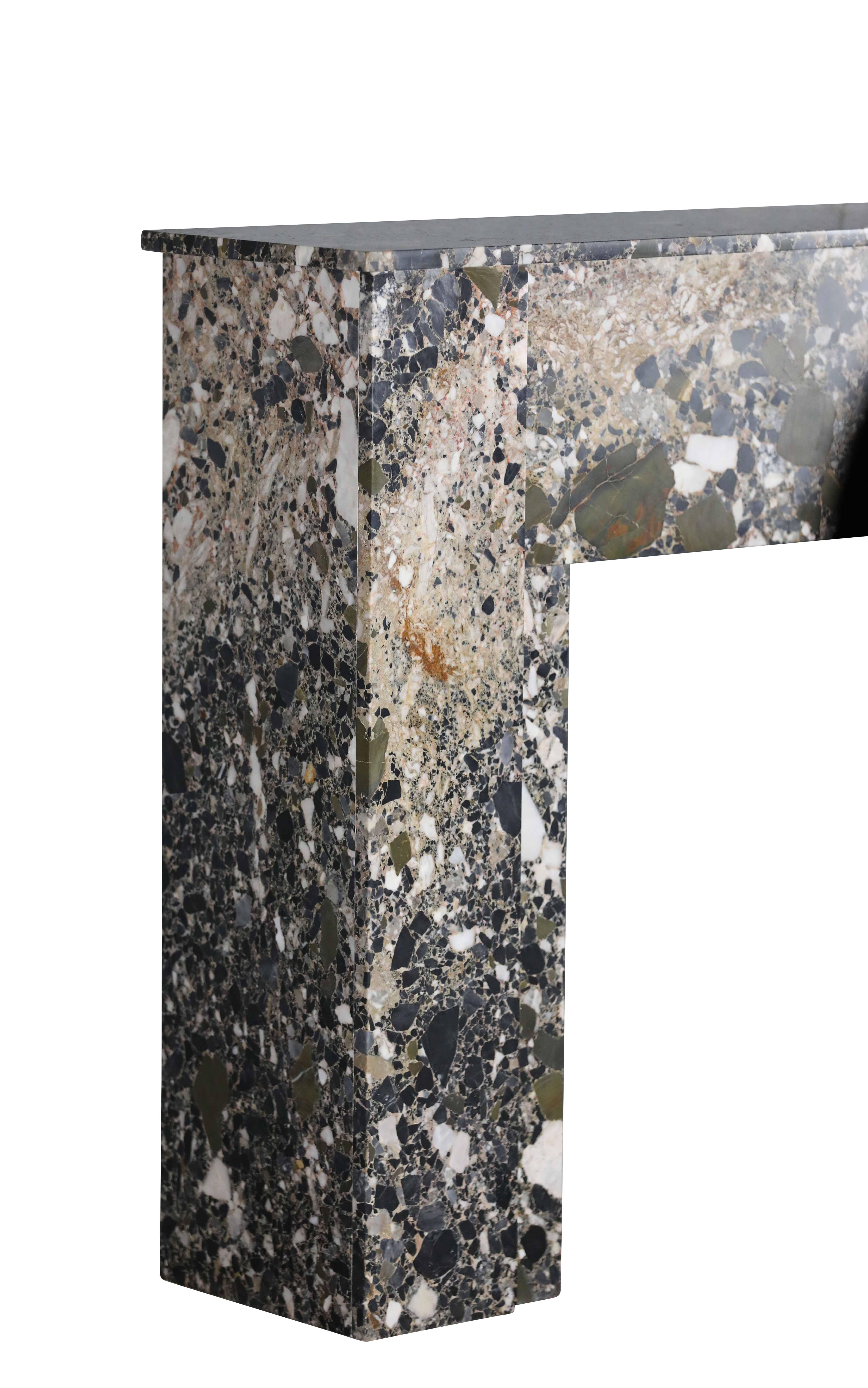 Art-Déco-Kamin aus Breccia-Marmor für minimalistisches Chic oder Cosy Interior Design  im Angebot 10