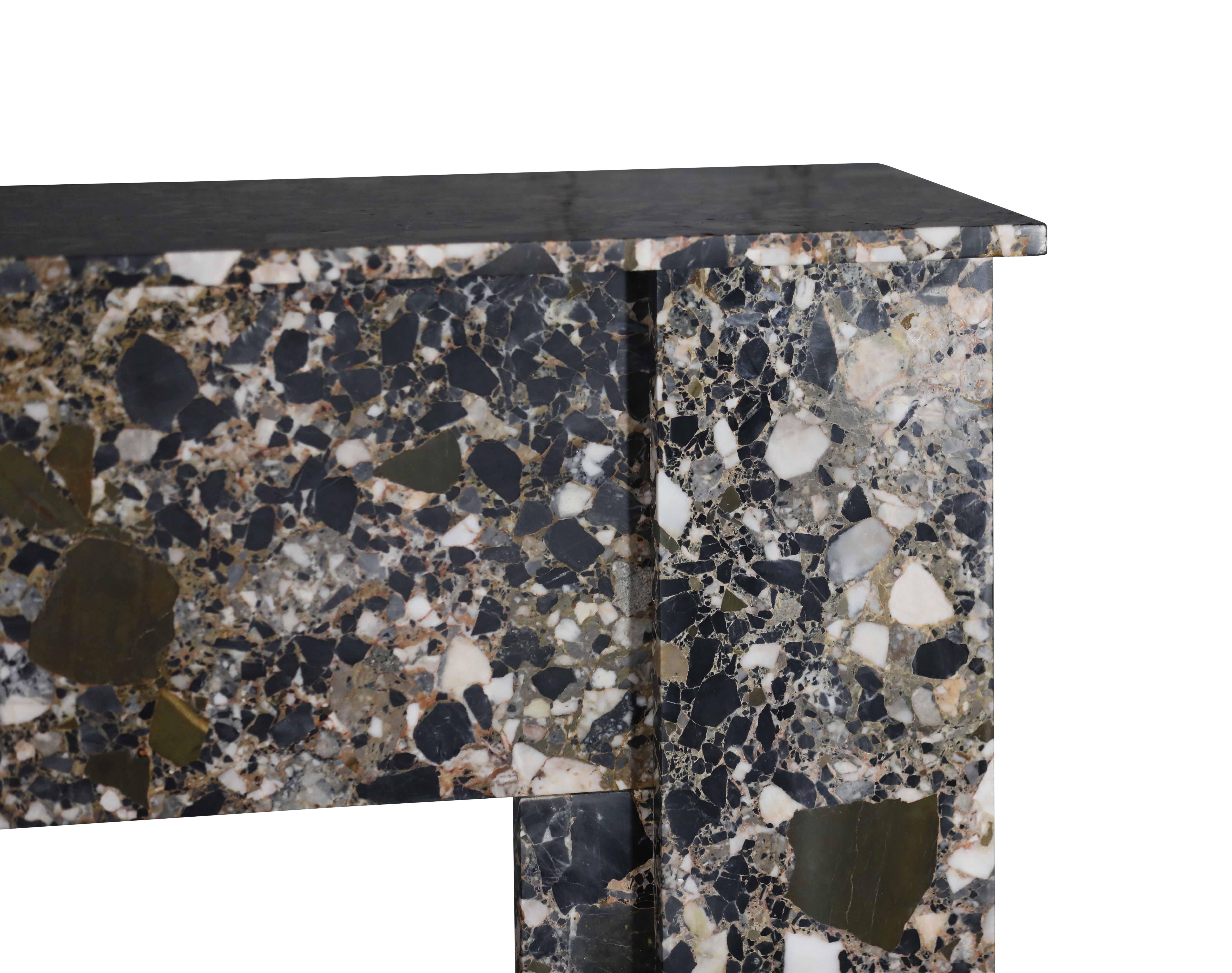 Art-Déco-Kamin aus Breccia-Marmor für minimalistisches Chic oder Cosy Interior Design  im Angebot 2