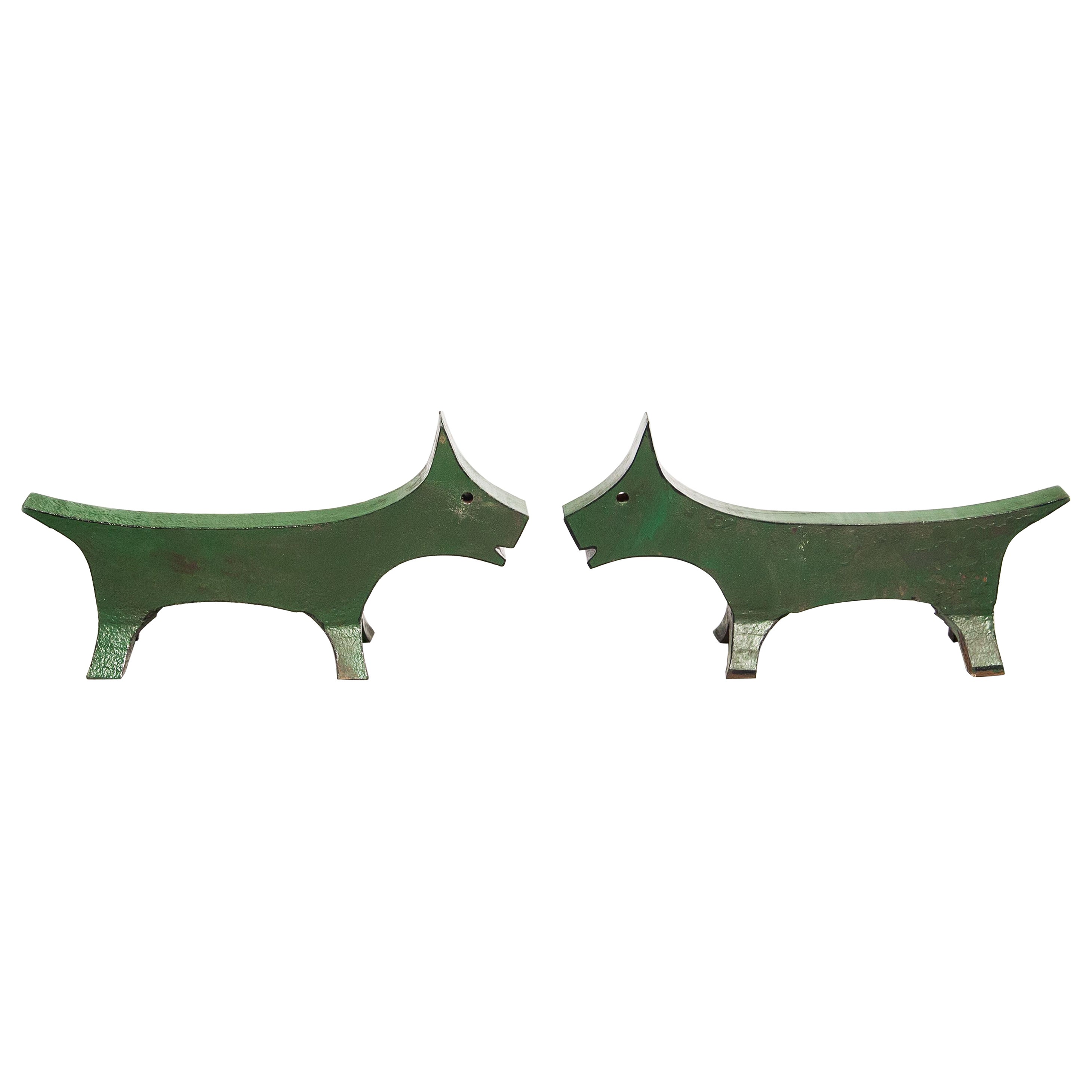 Art Deco Fireplace Log Holder Andirons Dog 1920s