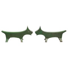 Art Deco Fireplace Log Holder Andirons Dog 1920s