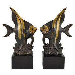 Art Deco Fish Bookends Luc, France, 1930