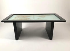 Art Deco Fish Decorated Etched and Silvered Glass Top Coffee Table