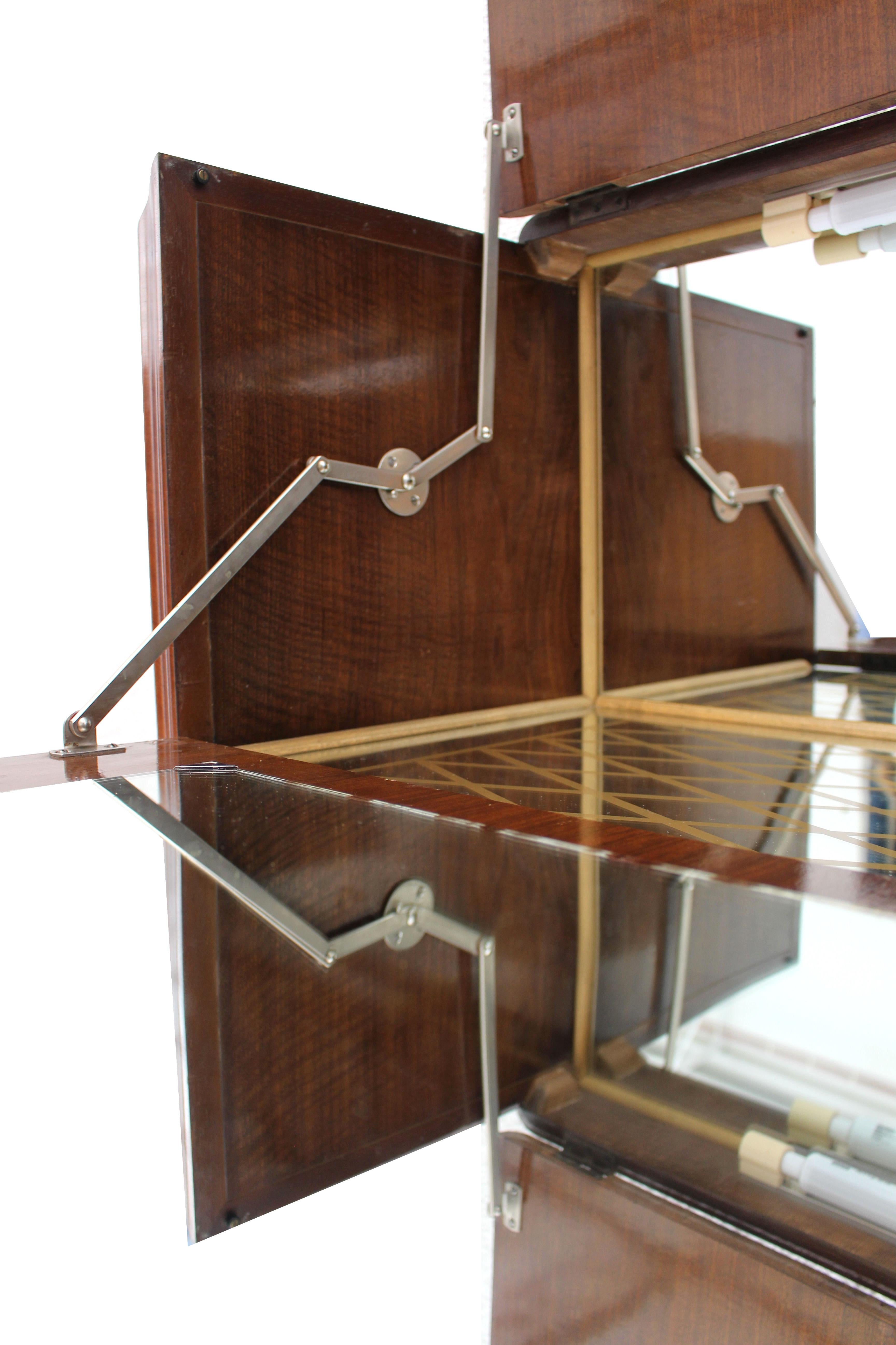 Glass Art Deco Fitted Burr Walnut Cocktail Cabinet, circa 1930