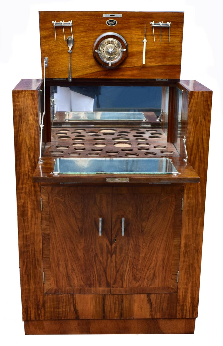 Art Deco Fitted Burr Walnut Cocktail circa 1930s at 1stDibs