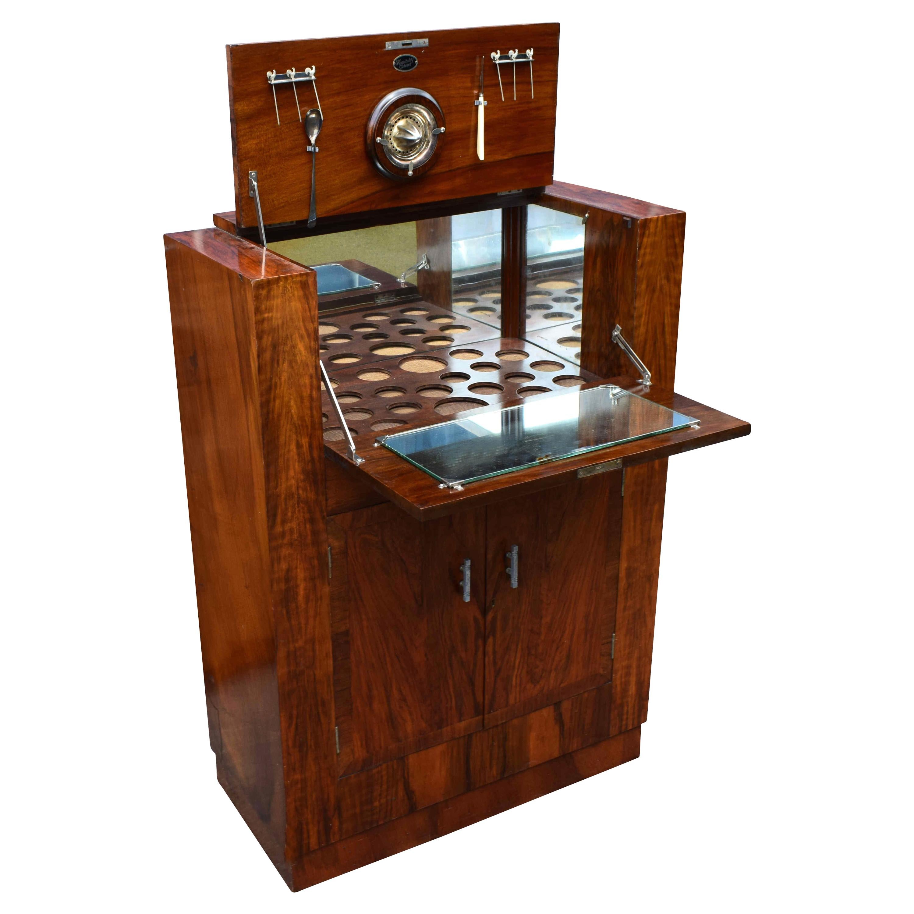 Art Deco Fitted Burr Walnut Cocktail Cabinet, circa 1930s