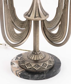 Art Deco Five-Branch Glass and Marble Table Lamp