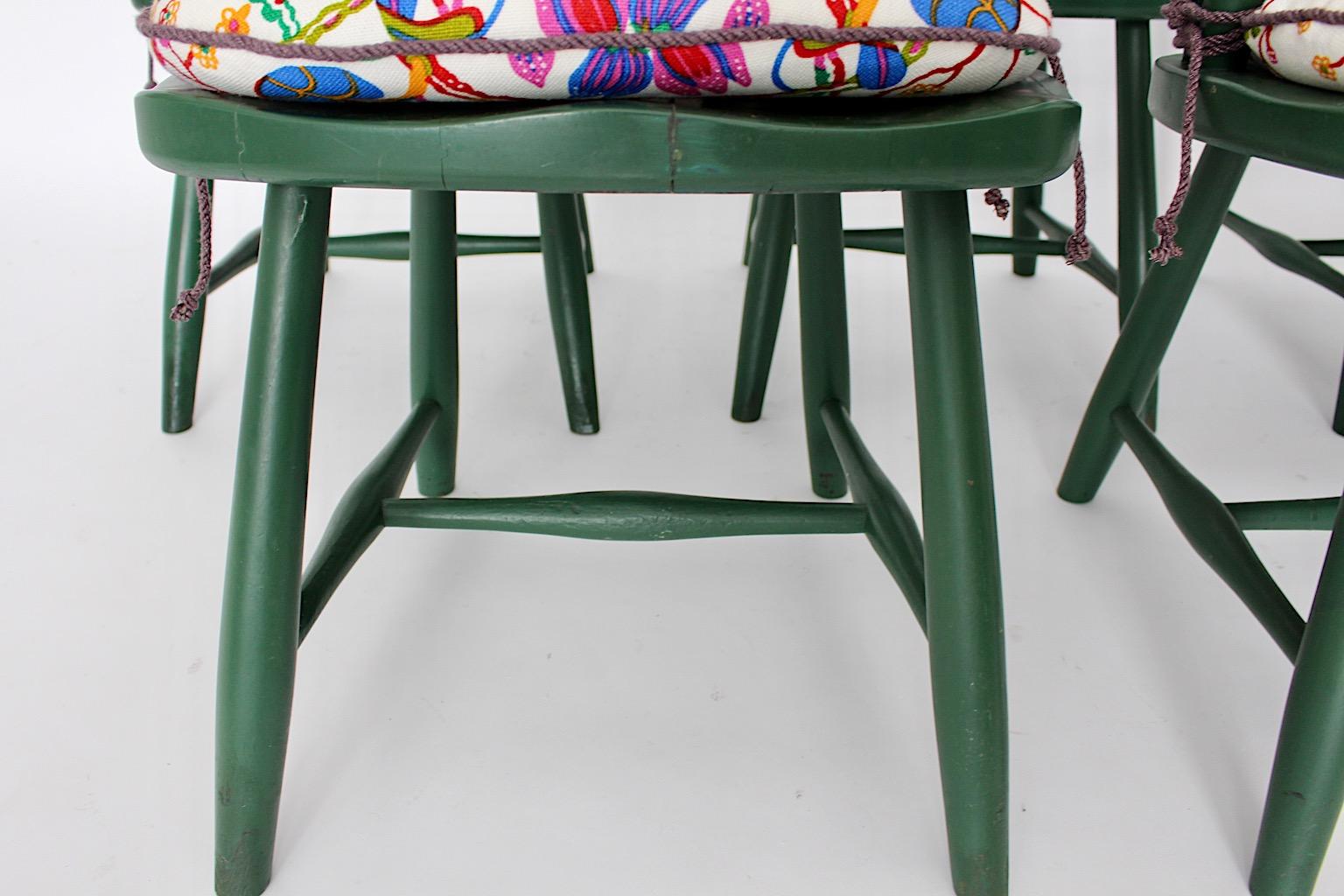 Art Deco Five Green Josef Frank Beech Vintage Dining Room Chairs Vienna c 1925 For Sale 6